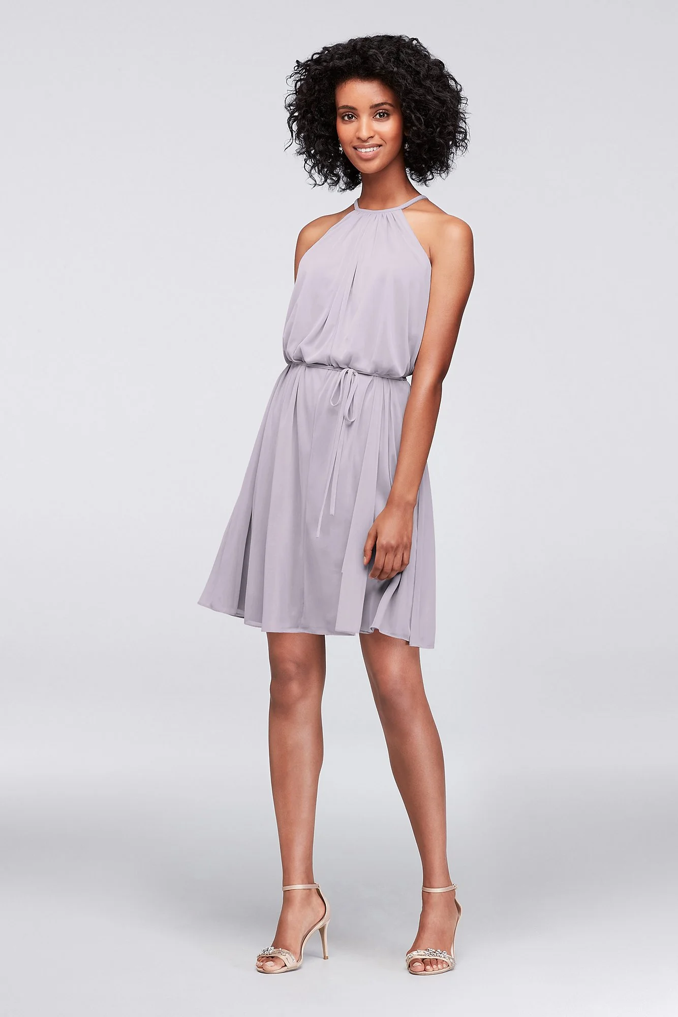 Soft Mesh Halter Short Bridesmaid Dress - Image 10