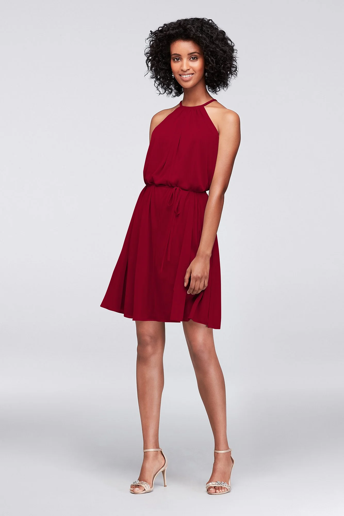 Soft Mesh Halter Short Bridesmaid Dress - Image 21