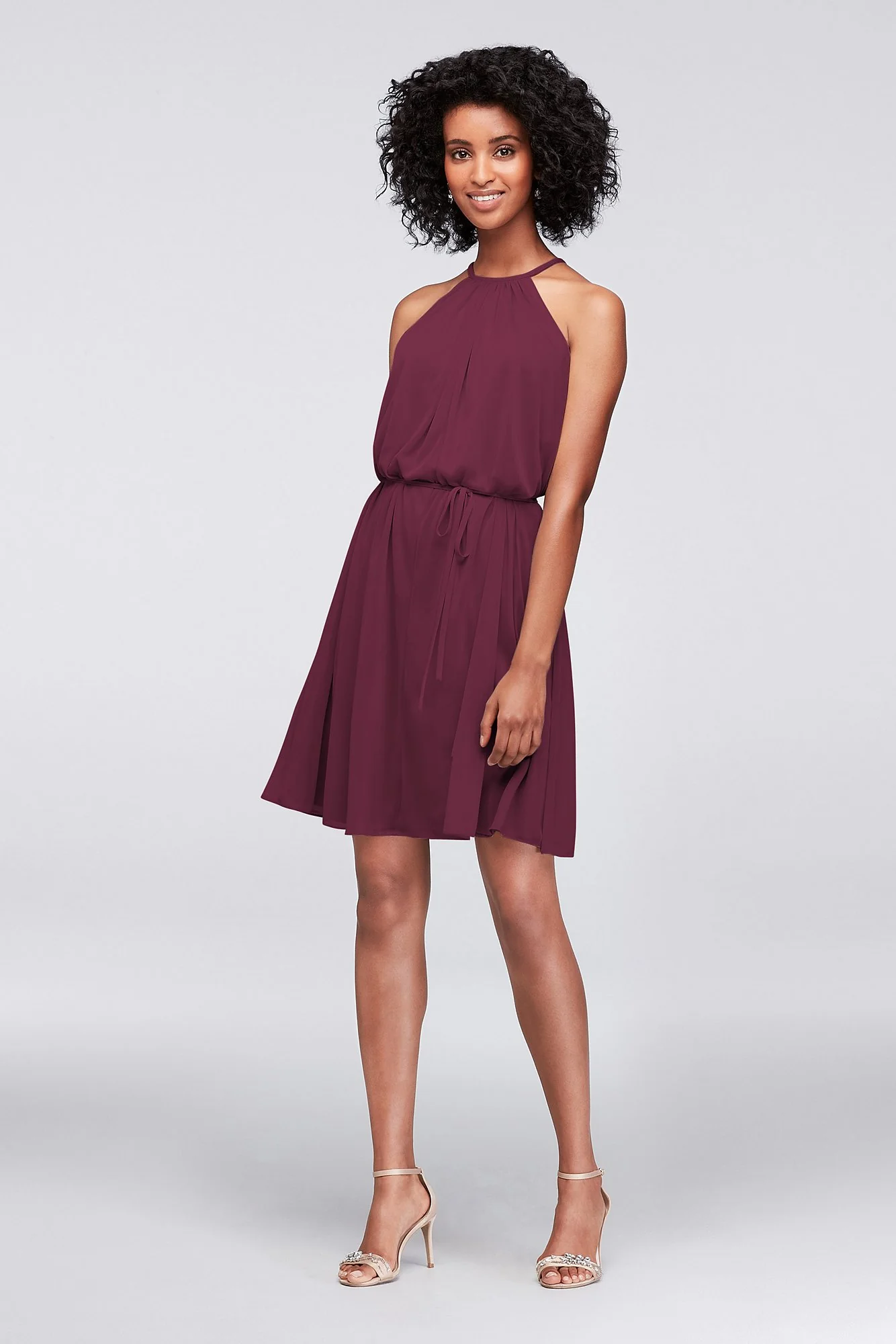 Soft Mesh Halter Short Bridesmaid Dress - Image 26