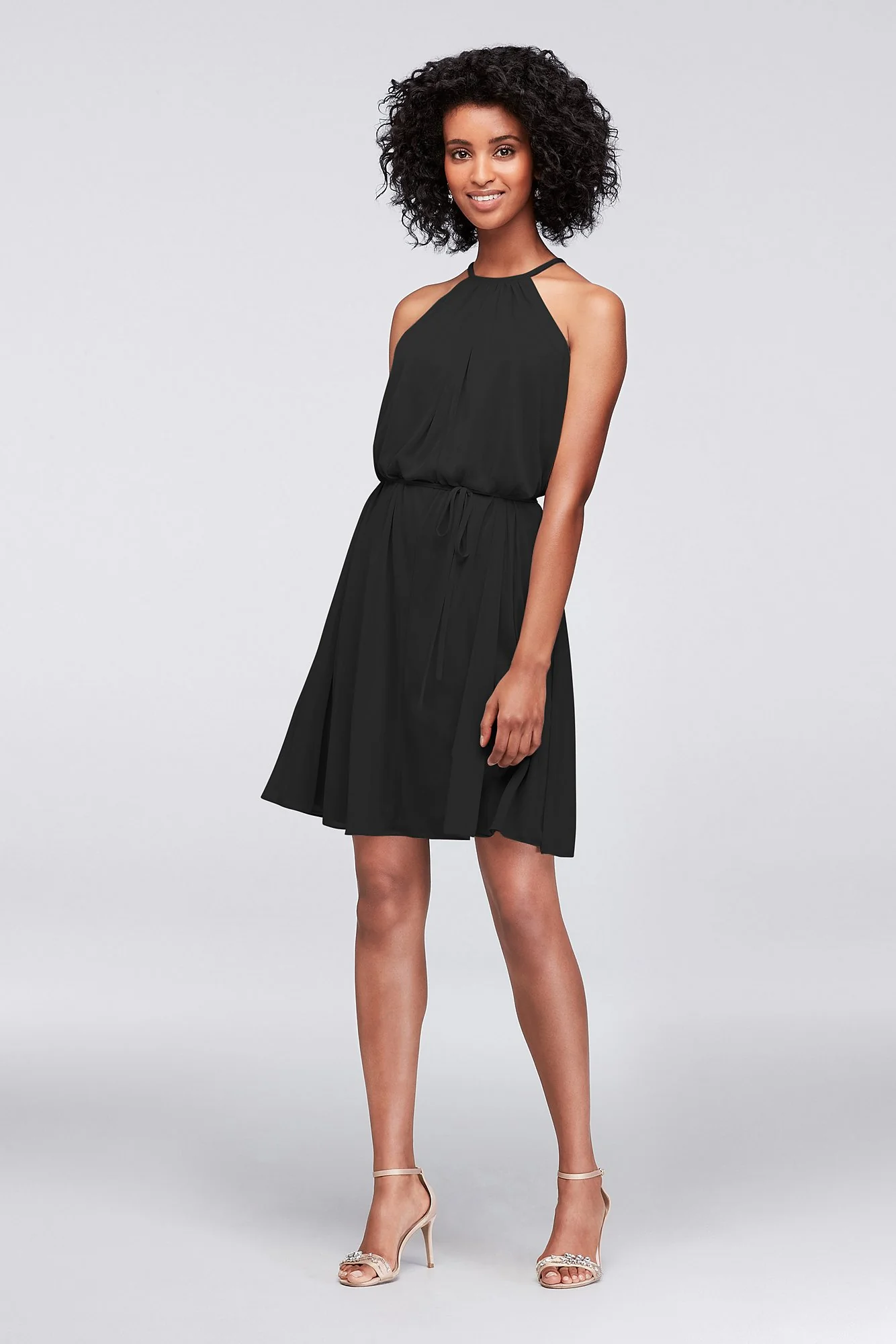 Soft Mesh Halter Short Bridesmaid Dress - Image 37