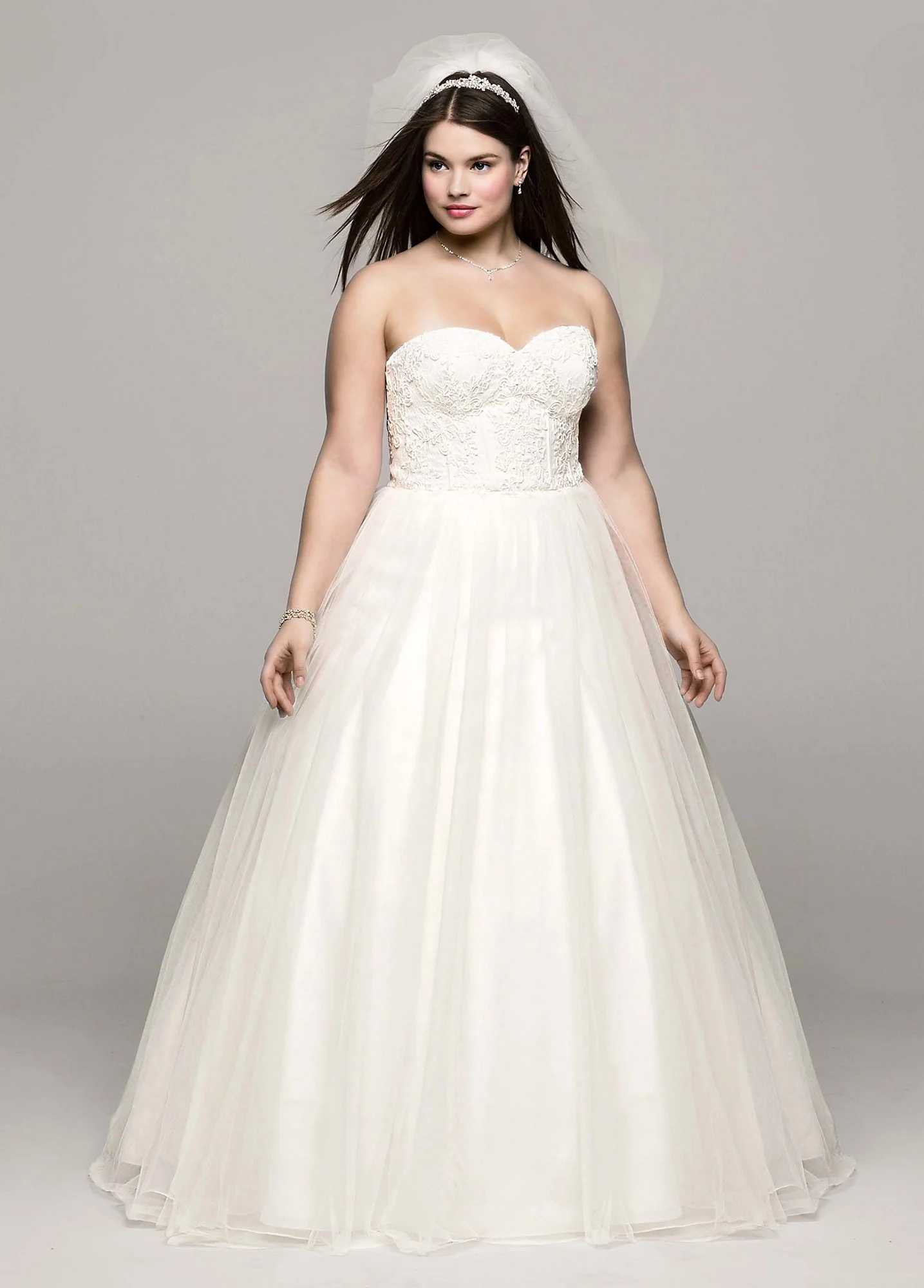 Soft Tulle Lace Corset Plus Size Wedding Dress