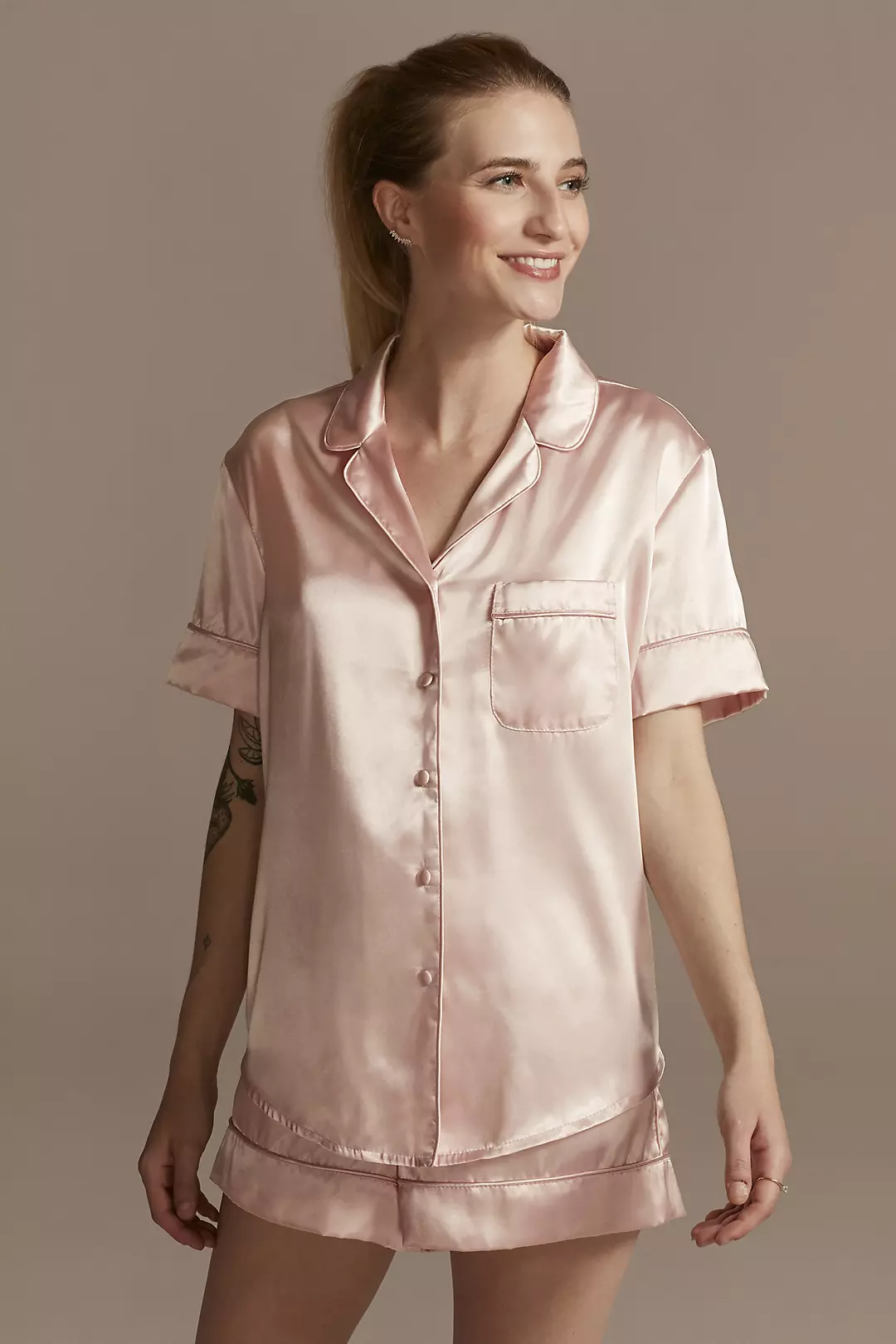 Floral Satin Short Pajama Set - Image 9