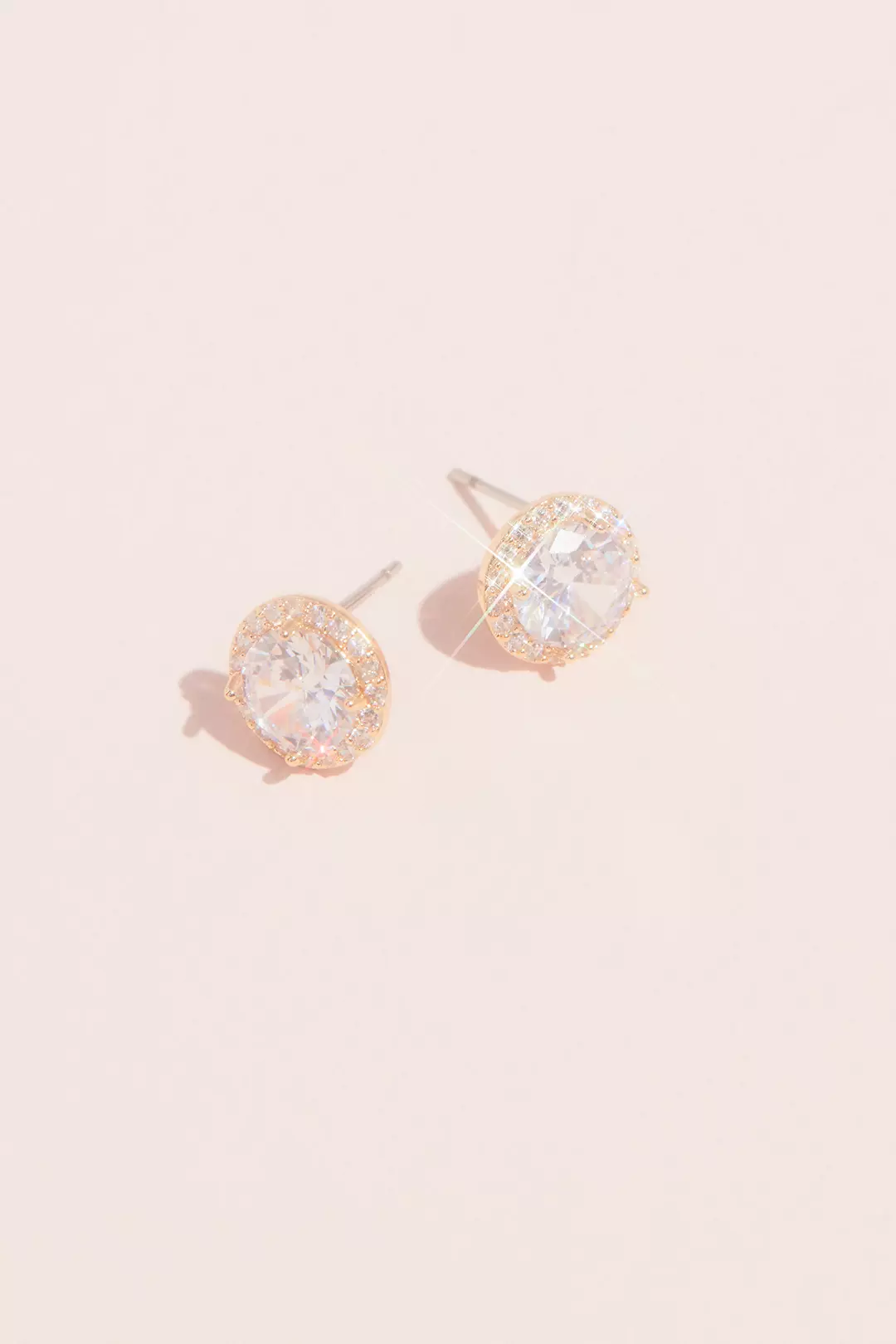 Solitaire-Cut Crystal Stud Earrings with Pave Halo - Image 5