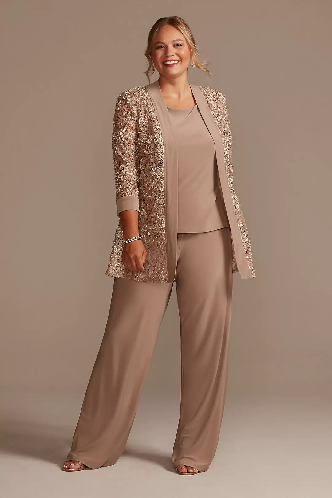 Soutache Embellished Jersey Three Piece Pantsuit - Image 6