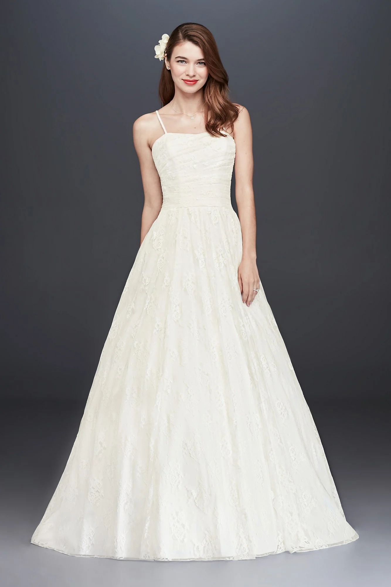 Spaghetti-Strap Allover Lace Ball Gown - Image 2