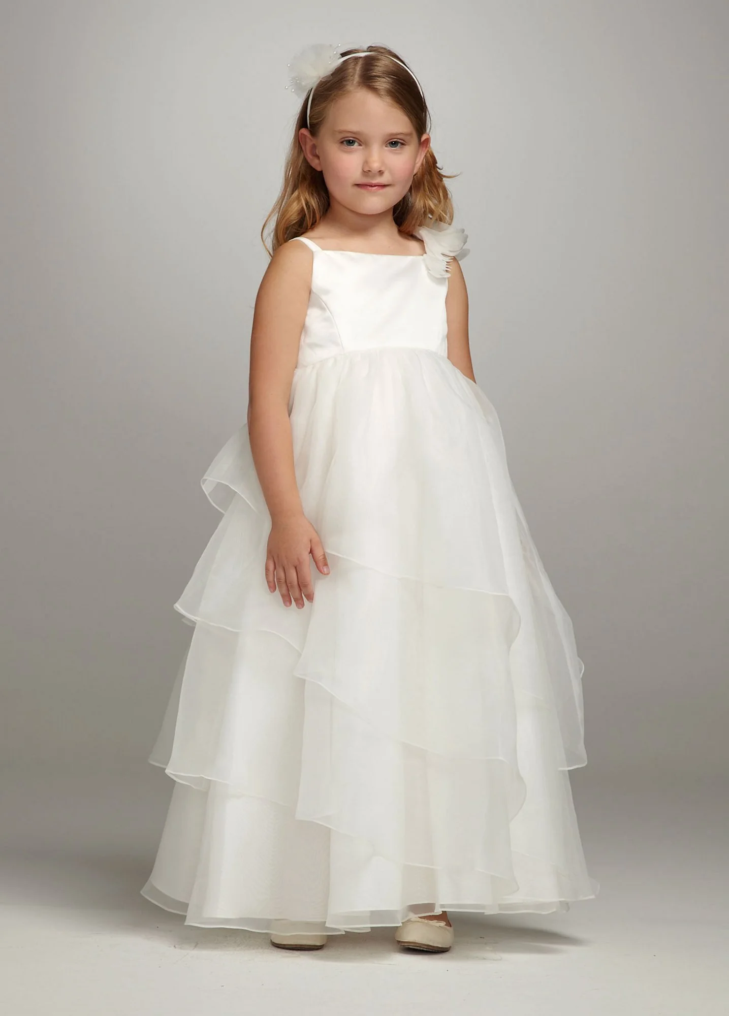 Spaghetti Strap Asymmetrical Tiered Organza Gown - Image 3