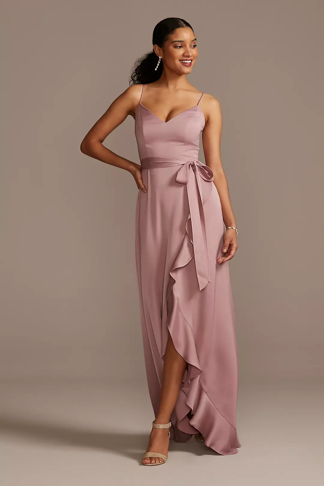Spaghetti Strap Crepe Ruffle Dress - Image 114