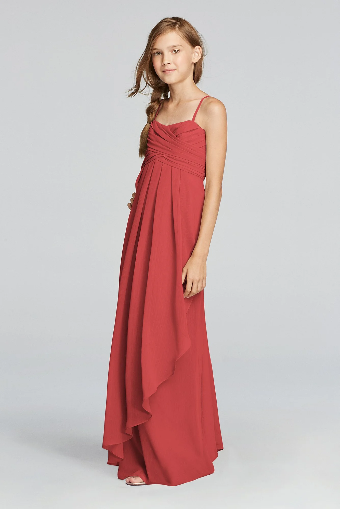 Spaghetti Strap Dress with Side Cascade Ruffle - Image 30