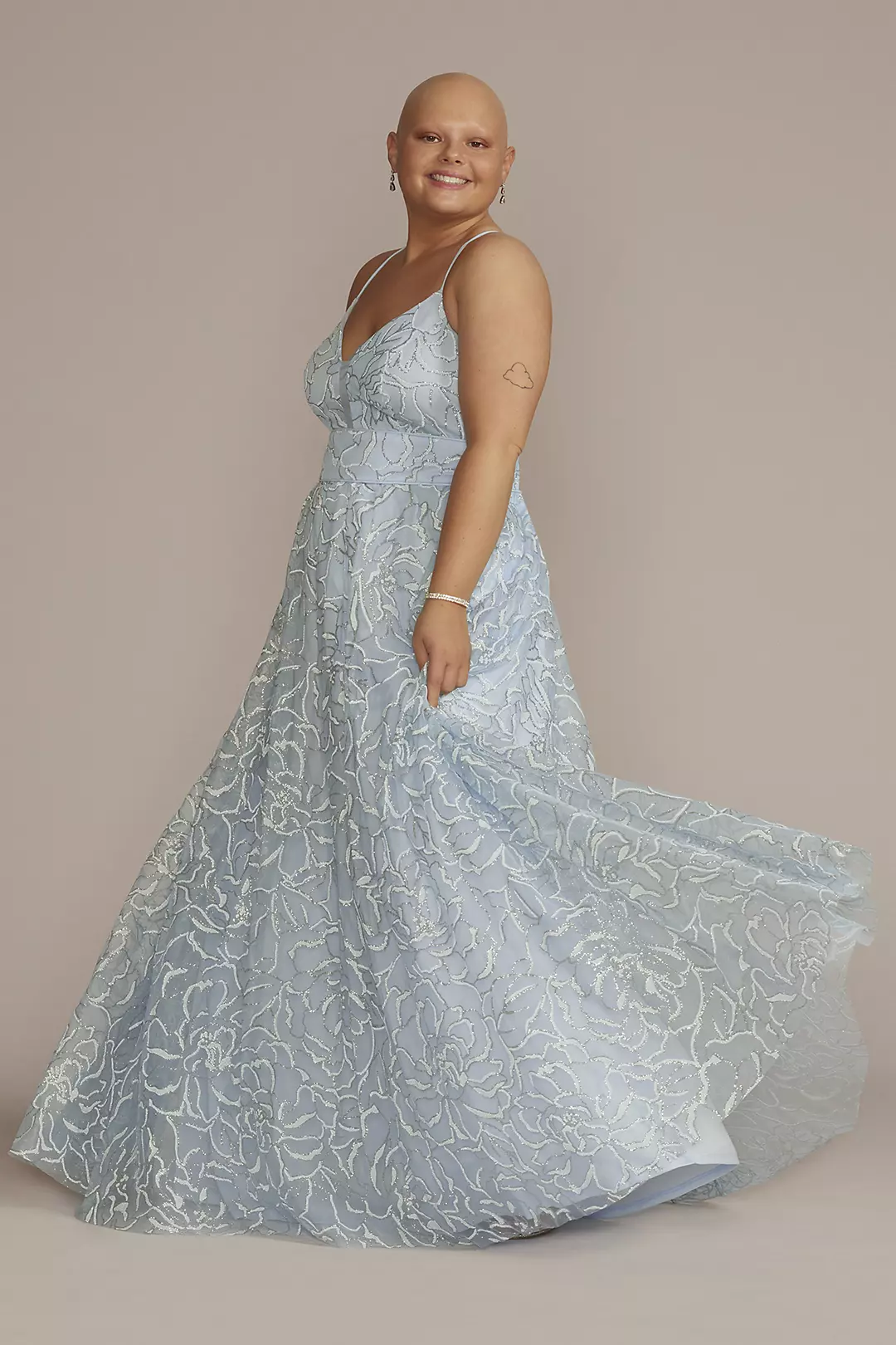 Spaghetti Strap Embroidered Mesh Prom Gown - Image 5