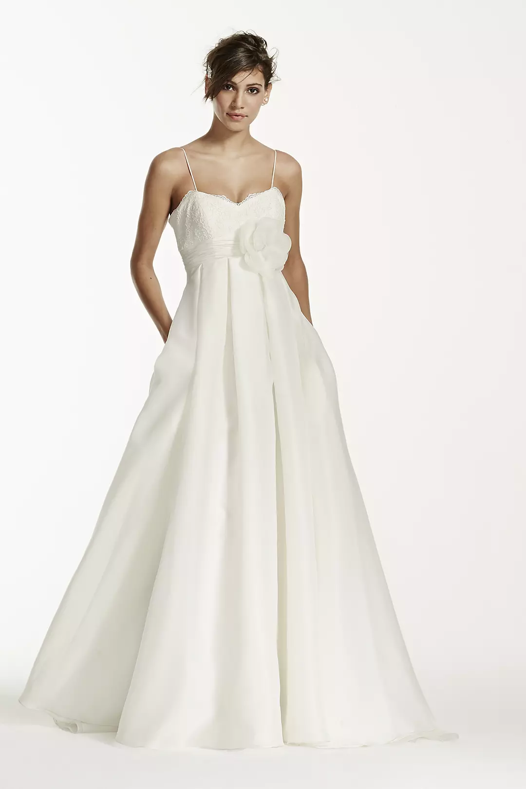 Spaghetti Strap Empire Waist Ball Gown with Flower - Image 11