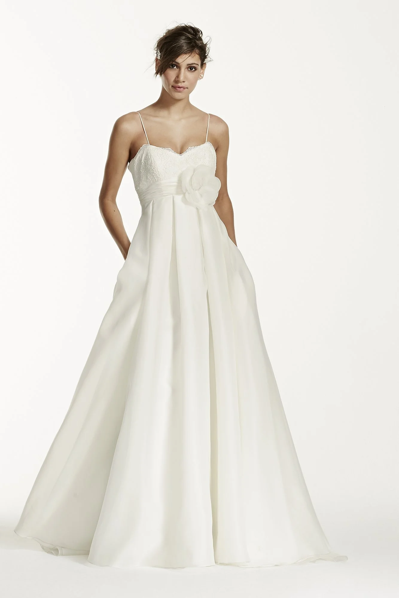 Spaghetti Strap Empire Waist Ball Gown with Flower - Image 5