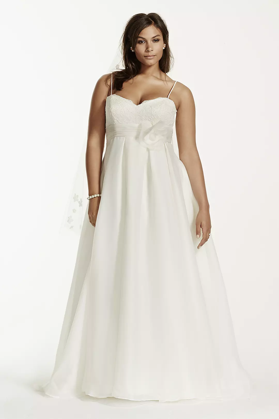 Spaghetti Strap Empire Waist Ball Gown with Flower - Image 7