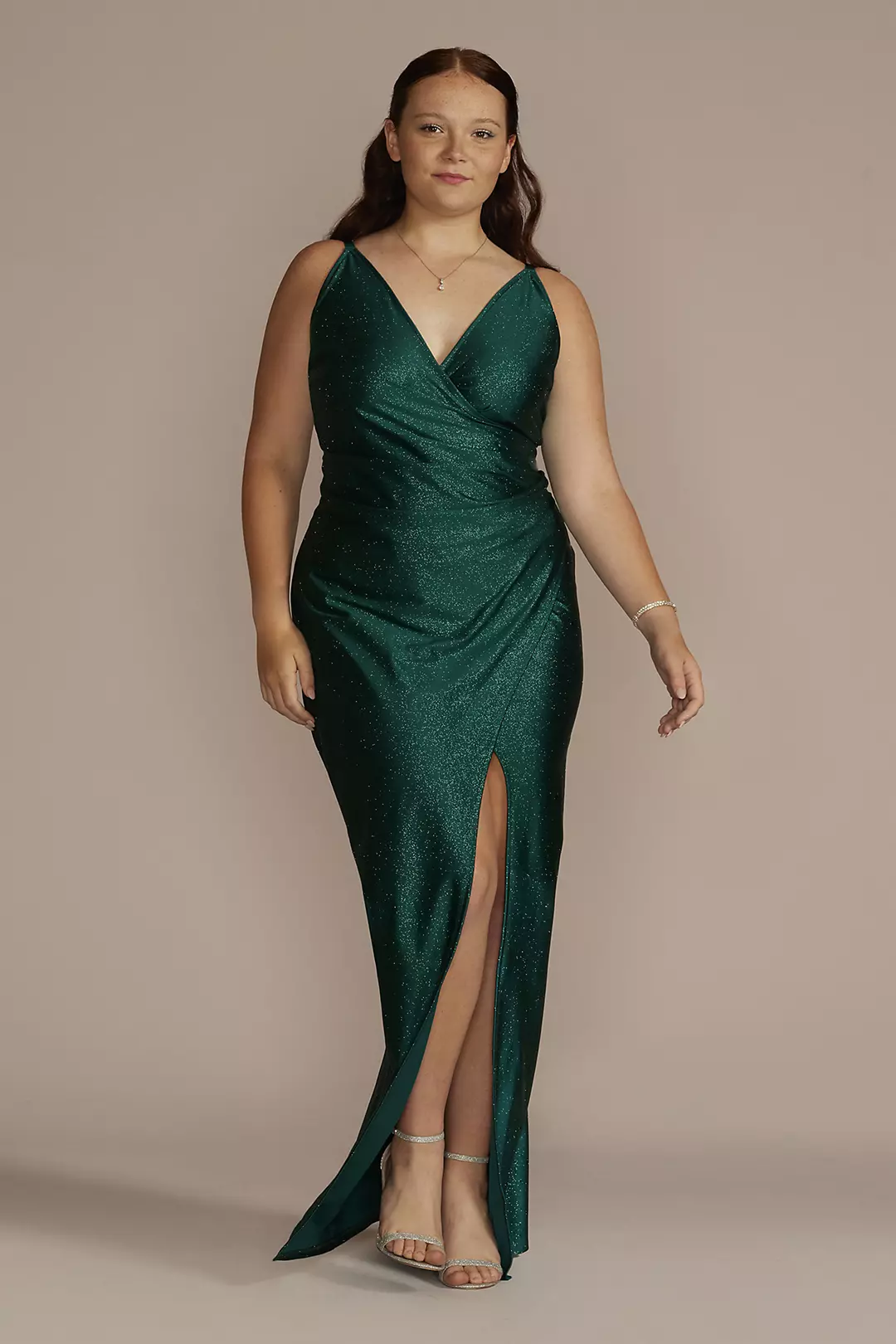 Spaghetti Strap Glitter Knit Draped Dress - Image 12