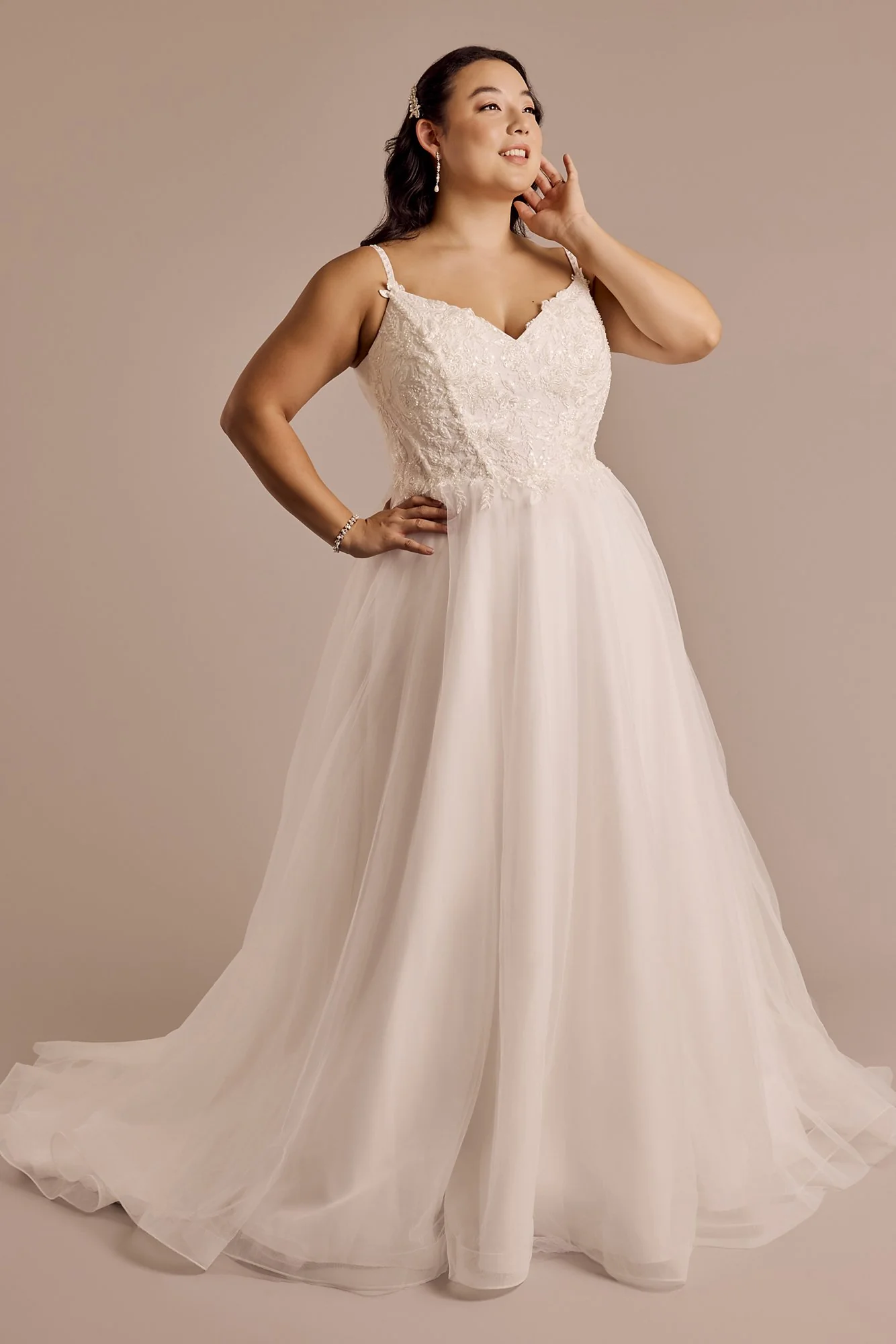 Spaghetti Strap Lace Applique Ball Gown - Image 4