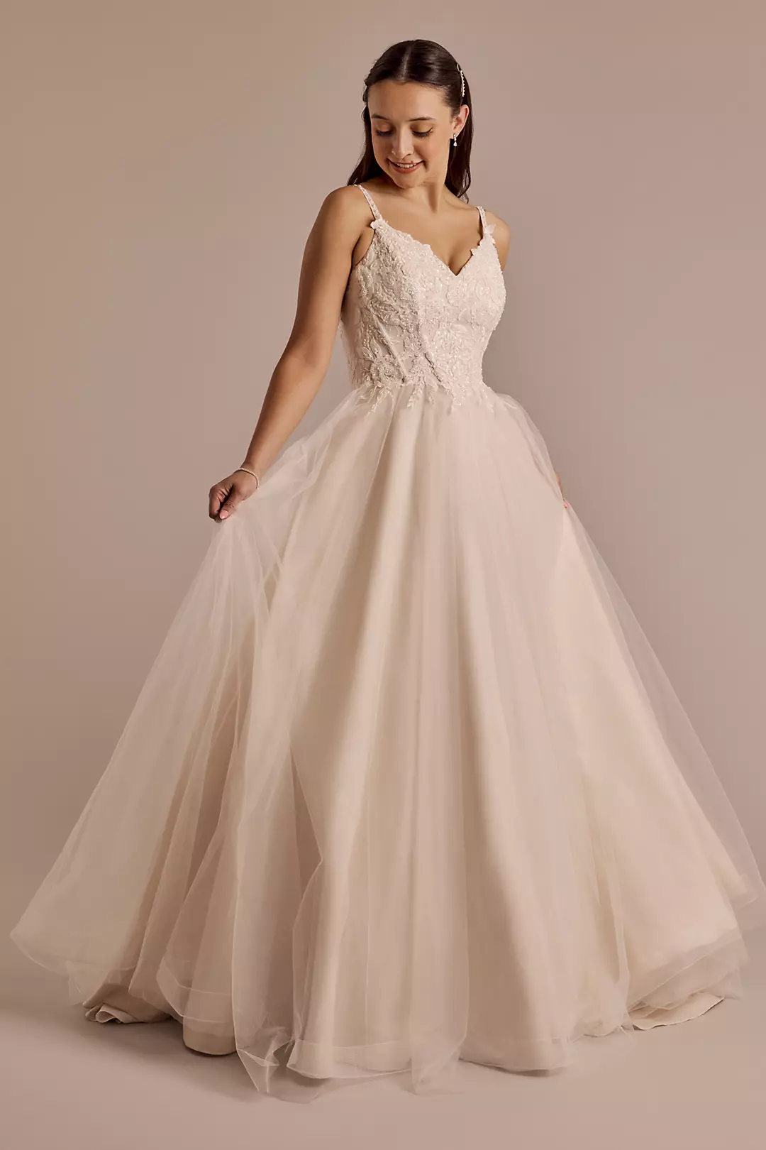 Spaghetti Strap Lace Applique Ball Gown - Image 5