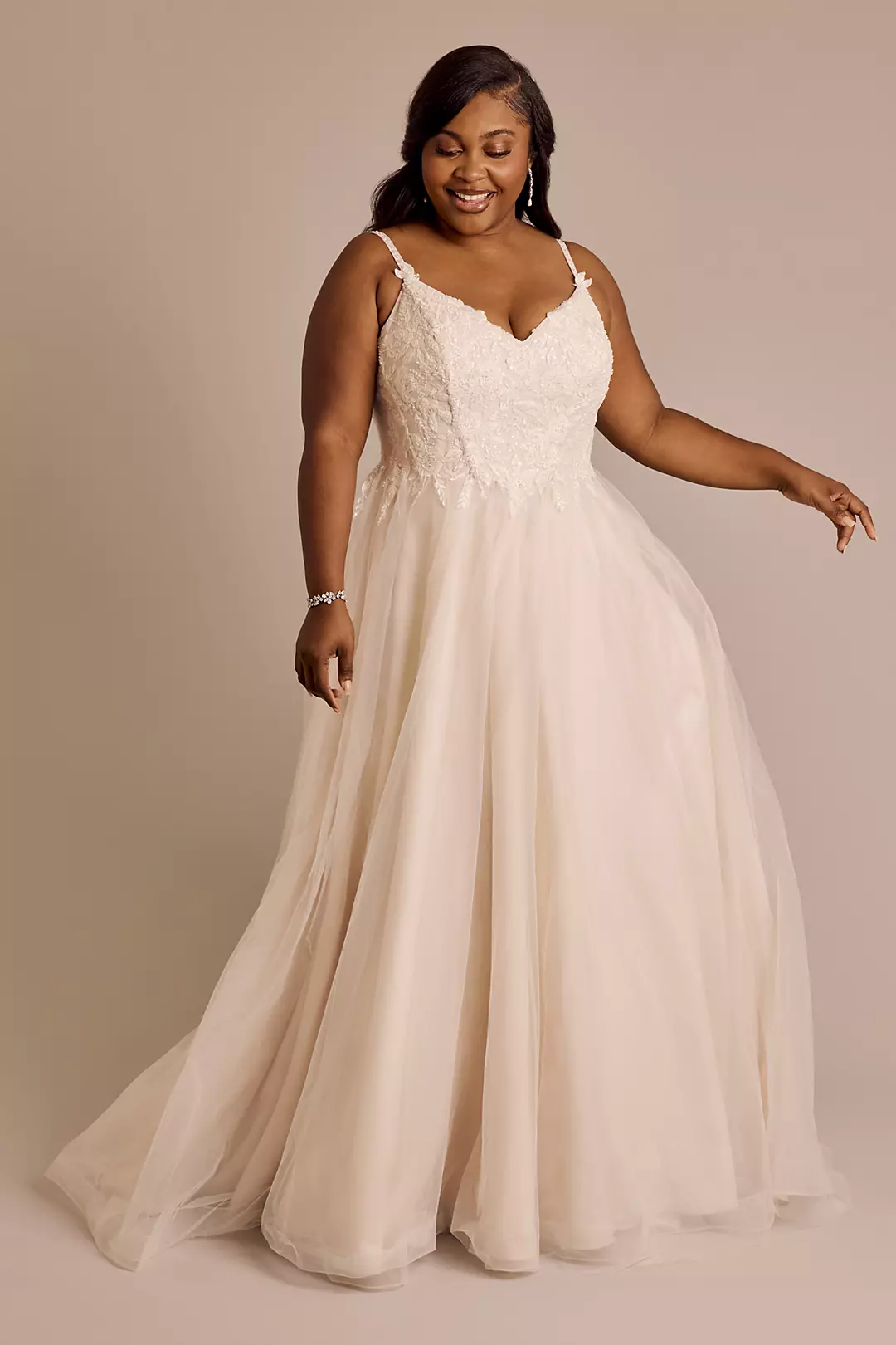 Spaghetti Strap Lace Applique Ball Gown - Image 6