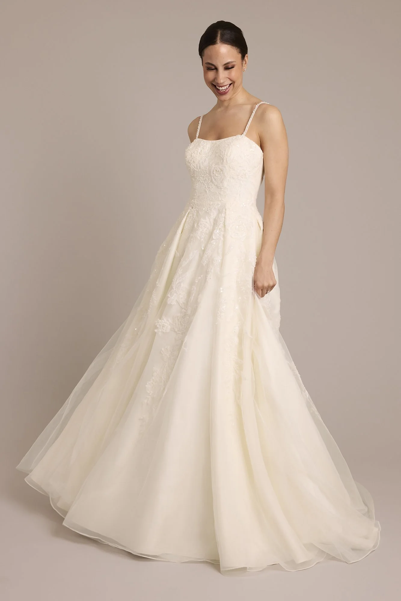 Spaghetti Strap Lace Applique Tulle Ball Gown - Image 2
