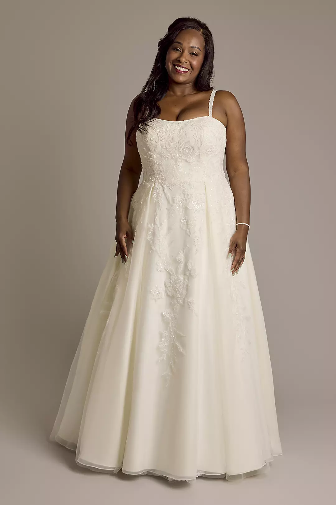 Spaghetti Strap Lace Applique Tulle Ball Gown - Image 3