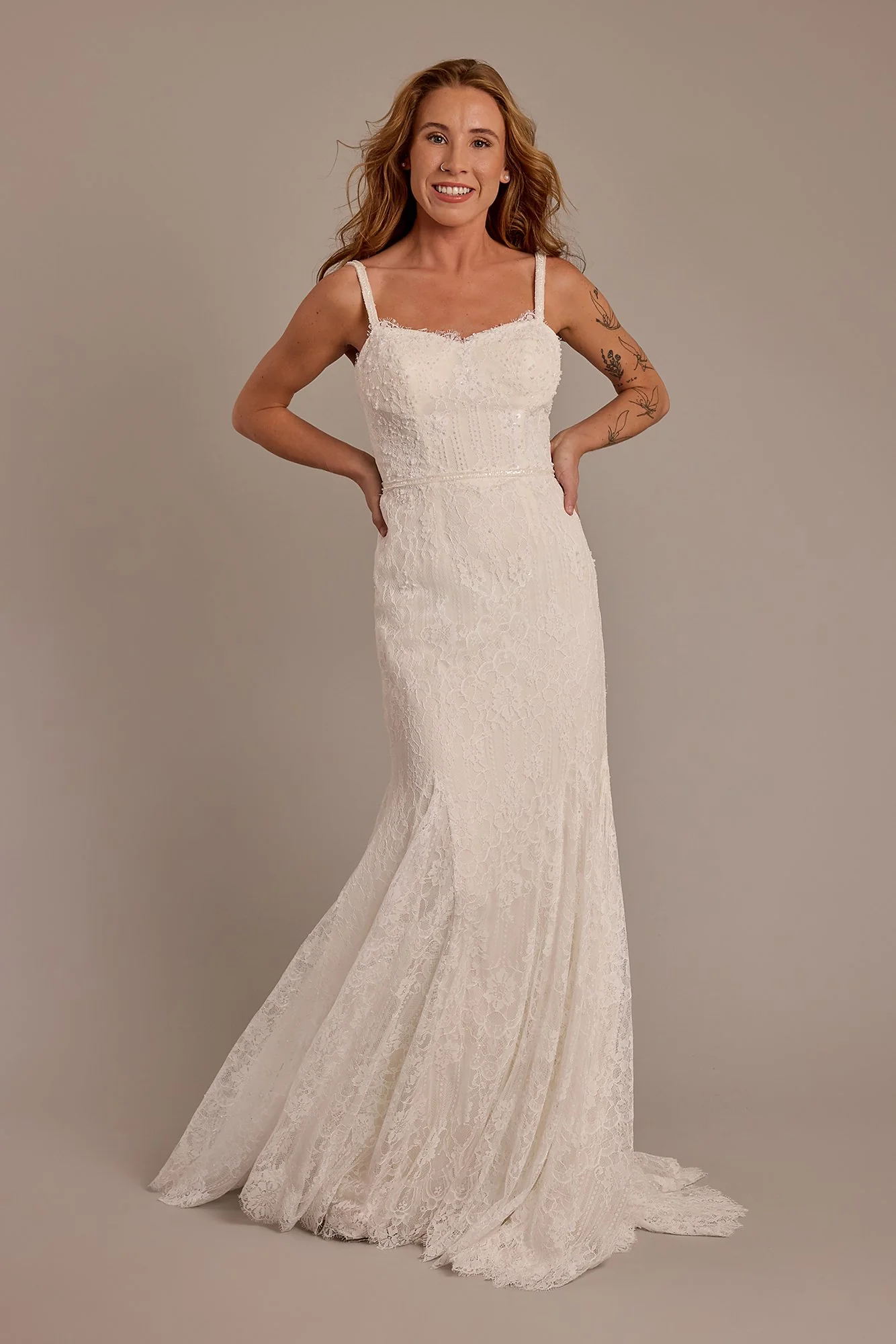 Spaghetti Strap Lace Mermaid Wedding Dress - Image 5