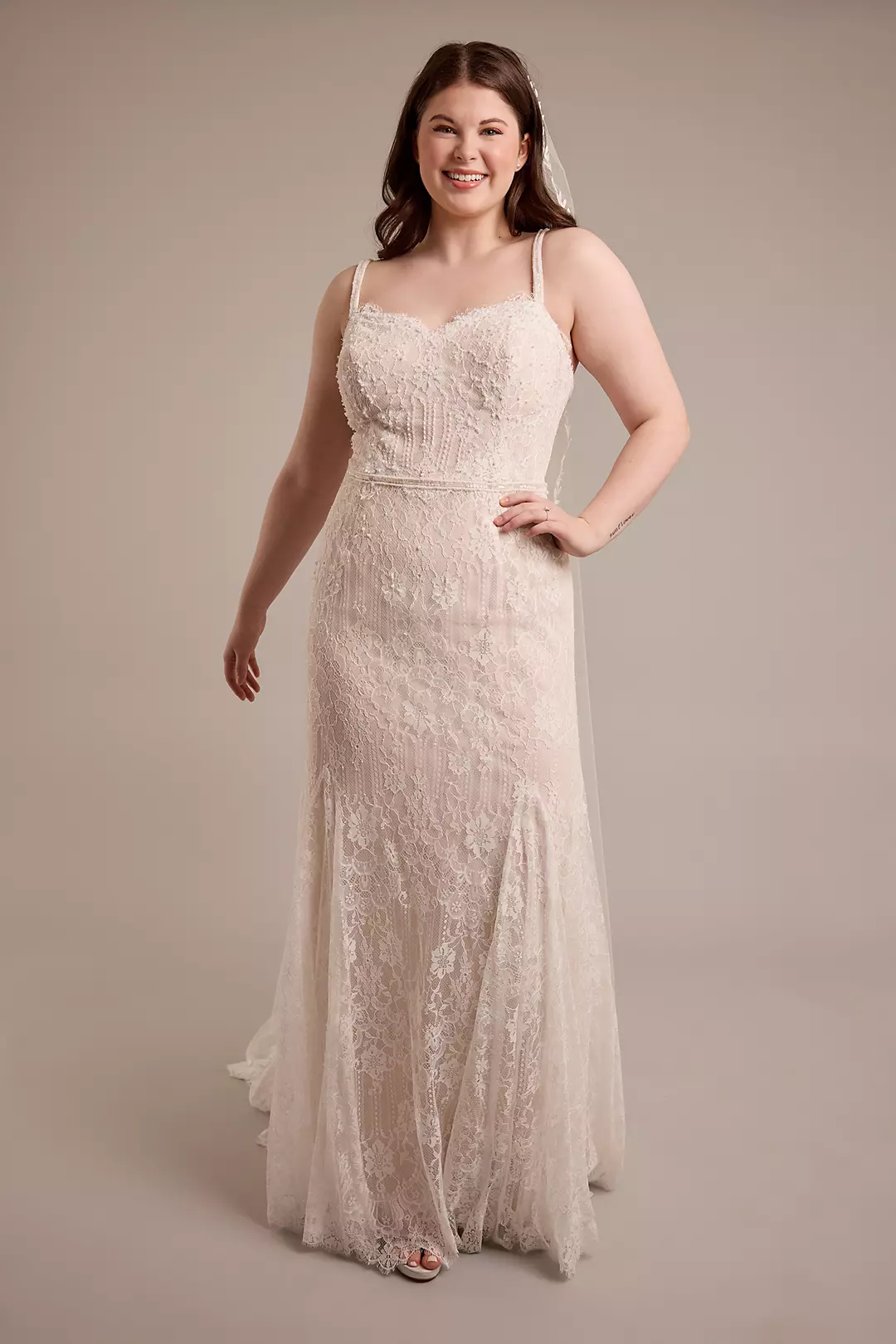 Spaghetti Strap Lace Mermaid Wedding Dress - Image 7