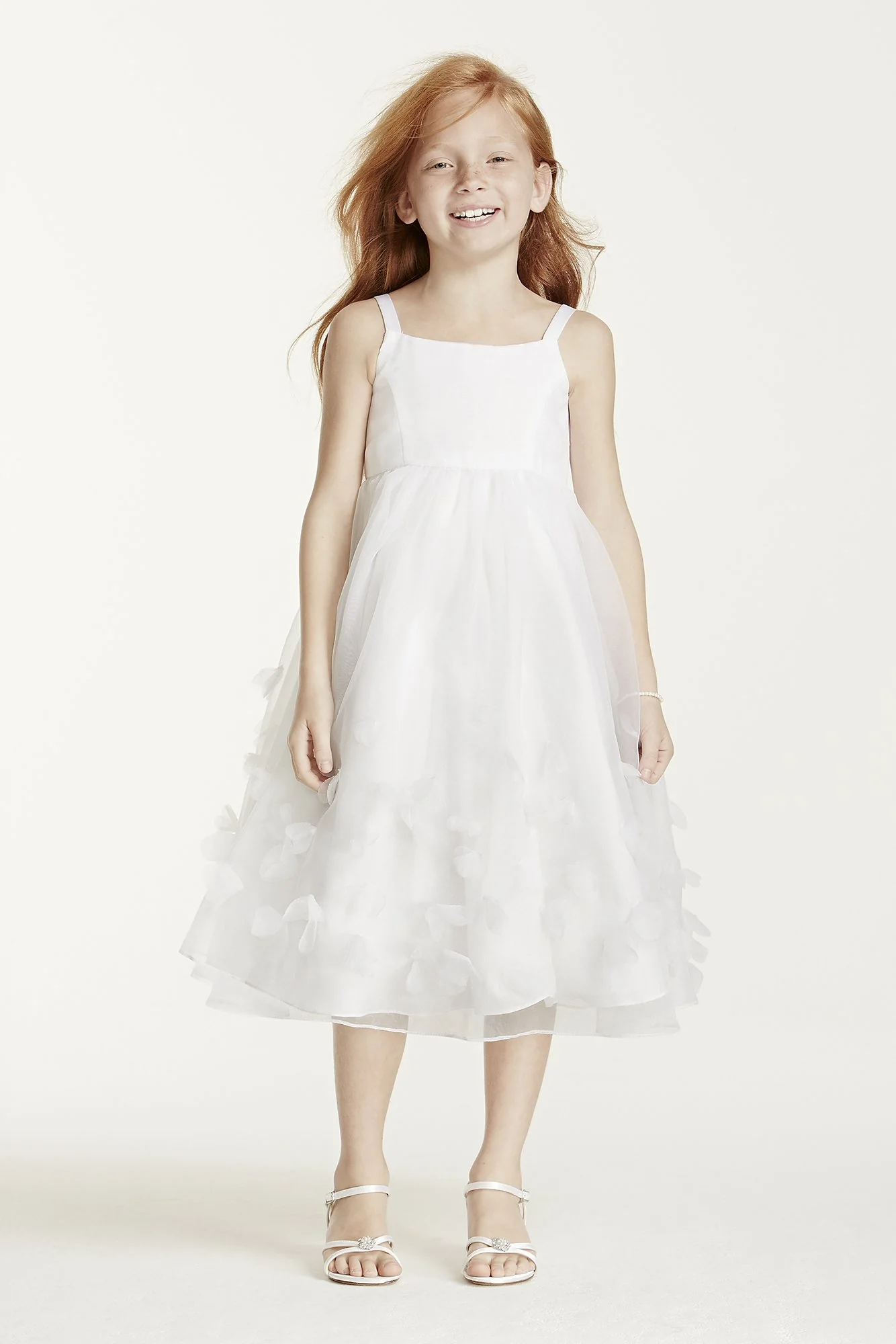 Spaghetti Strap Organza Gown with 3D Petal Detail - Image 2