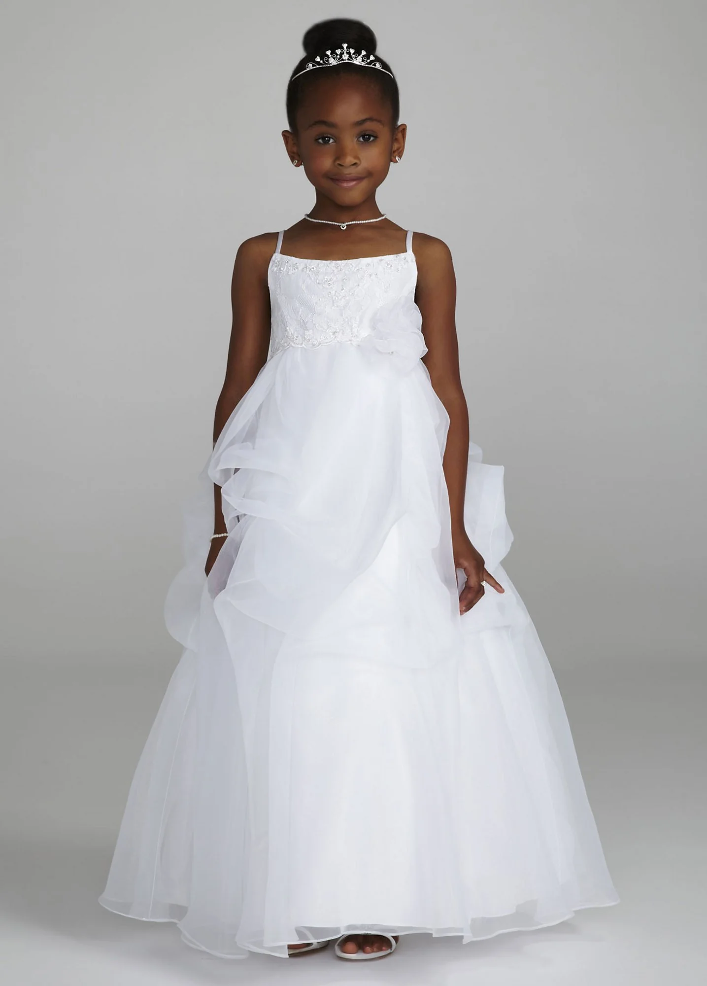 Spaghetti Strap Organza Gown with Beaded Bodice - Image 2