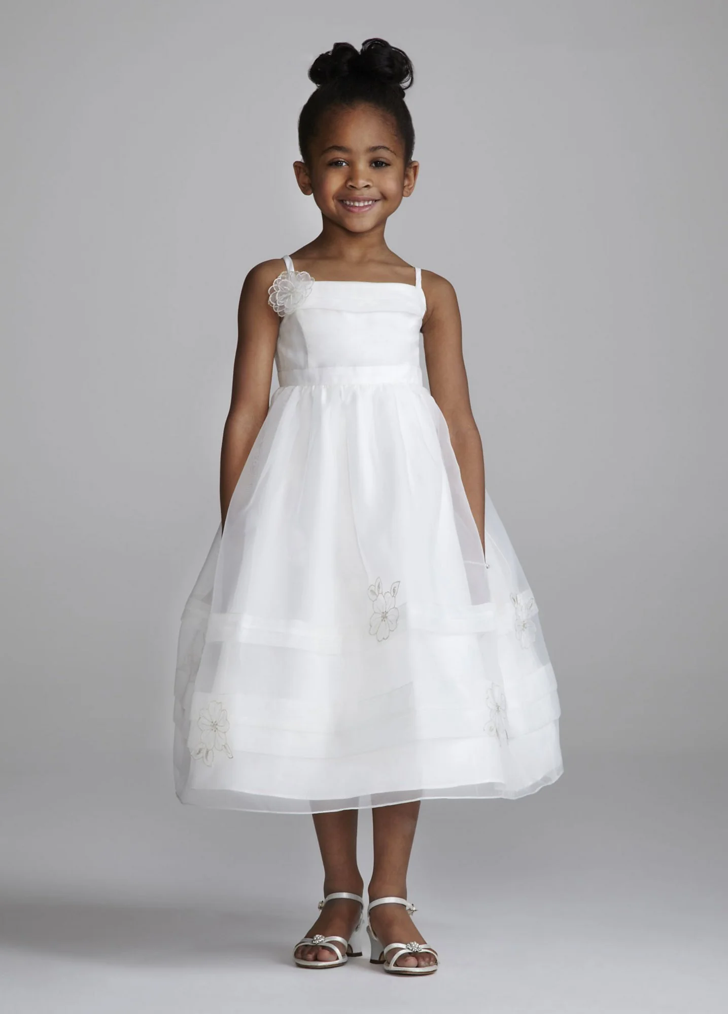 Spaghetti Strap Organza with 3D Floral Details