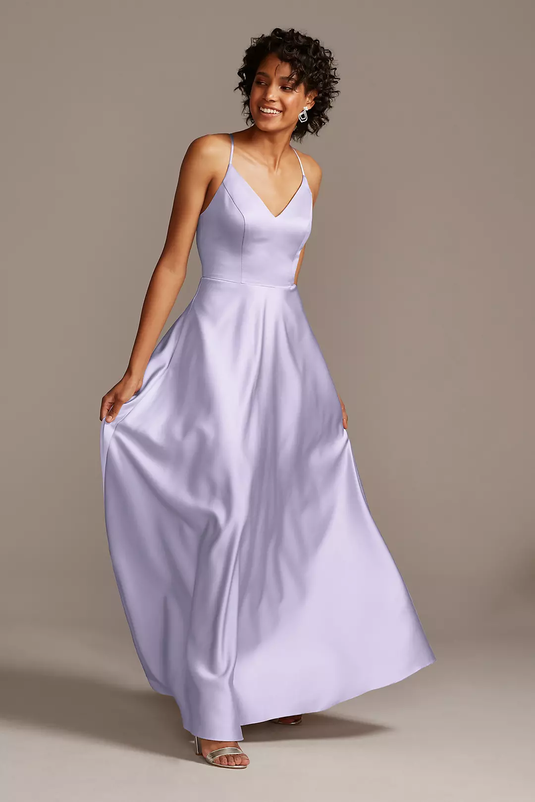Spaghetti Strap Satin A-Line Long Bridesmaid Dress - Image 149