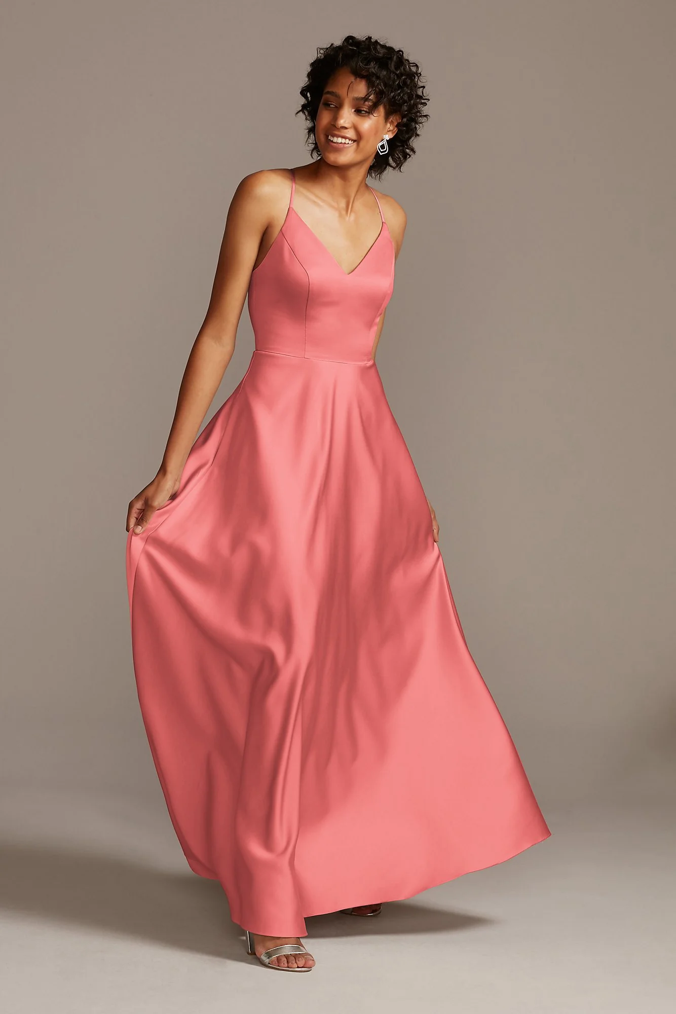 Spaghetti Strap Satin A-Line Long Bridesmaid Dress - Image 18