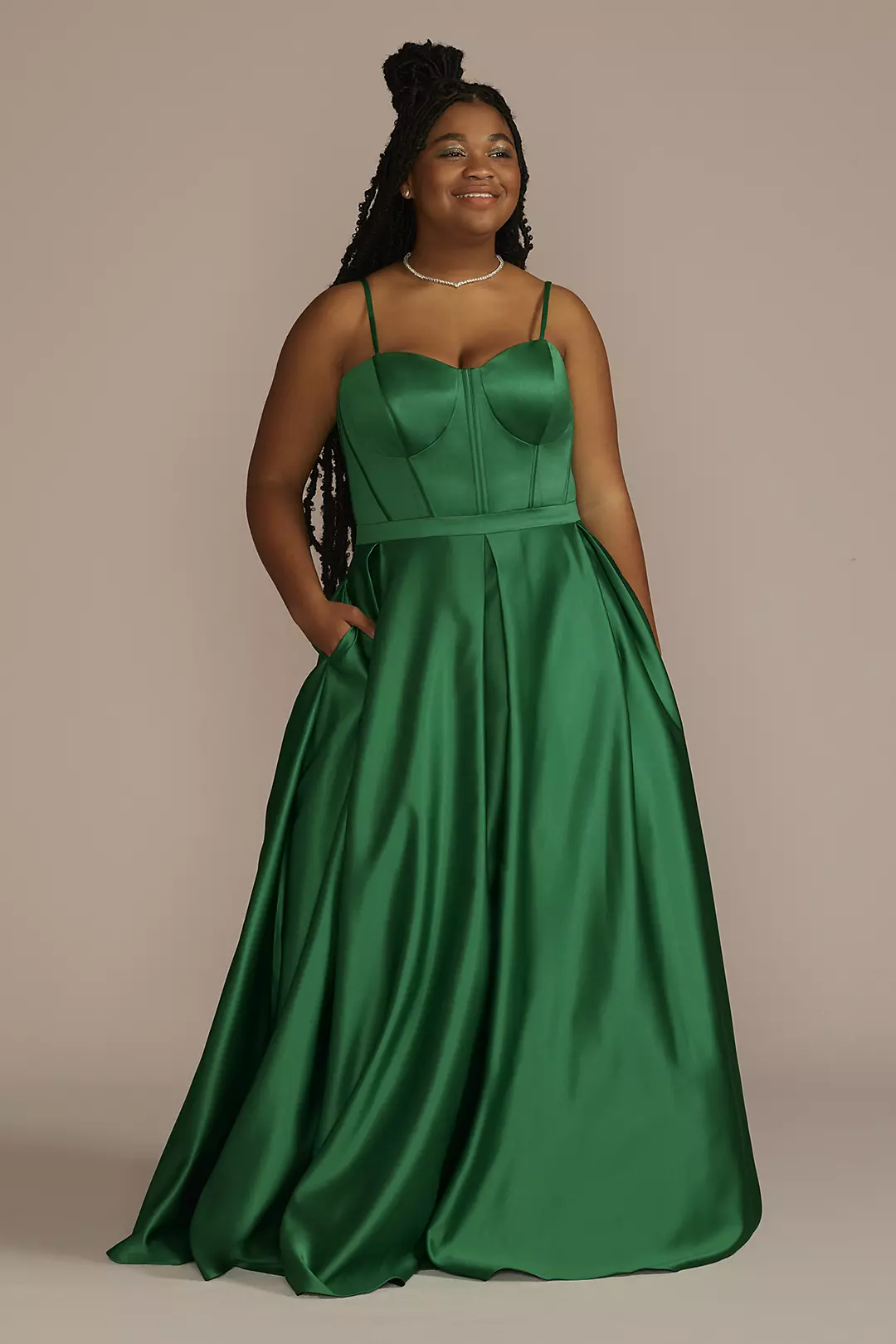 Spaghetti Strap Satin Corset Ball Gown - Image 3