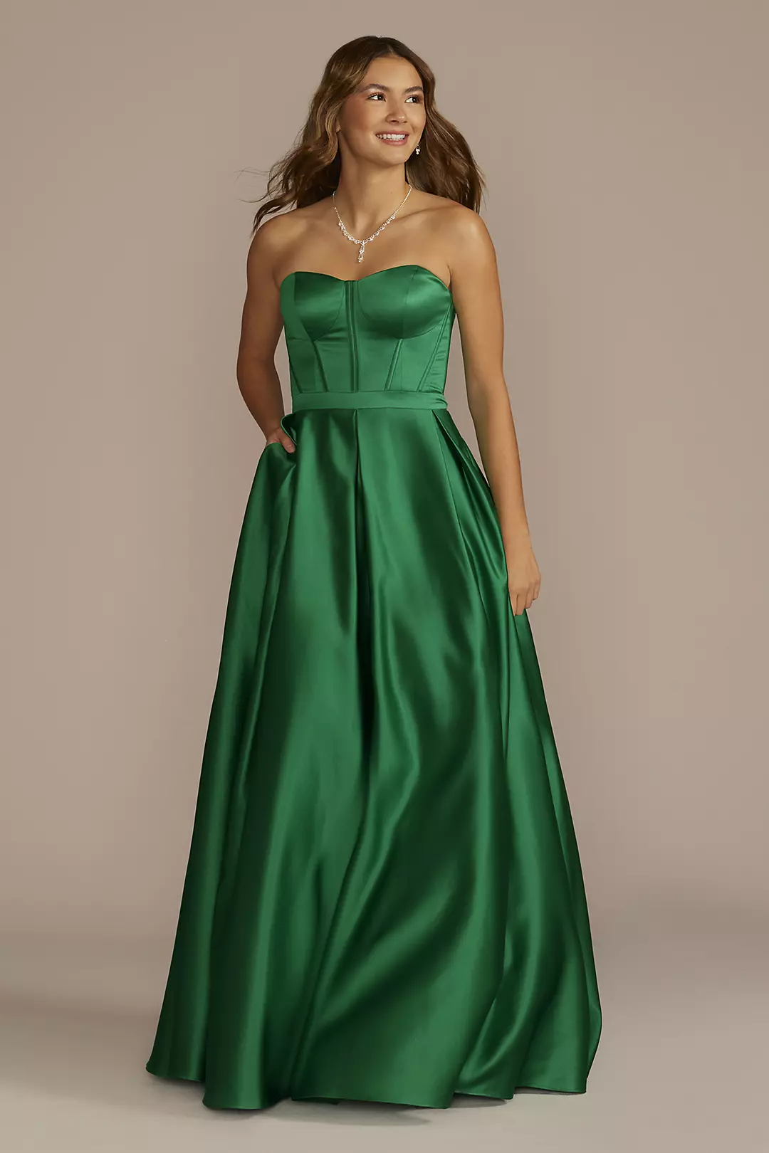 Spaghetti Strap Satin Corset Ball Gown - Image 6