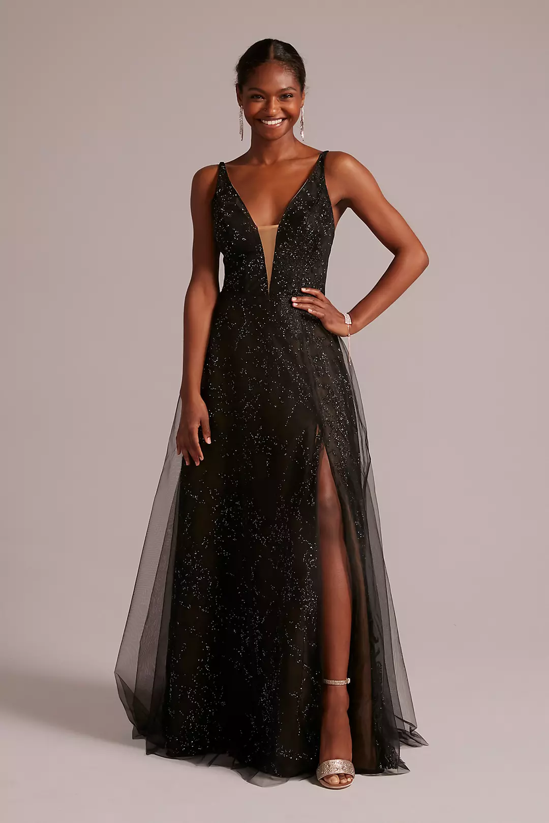 Sparkle Beaded Tulle Skirt A-Line Dress - Image 19