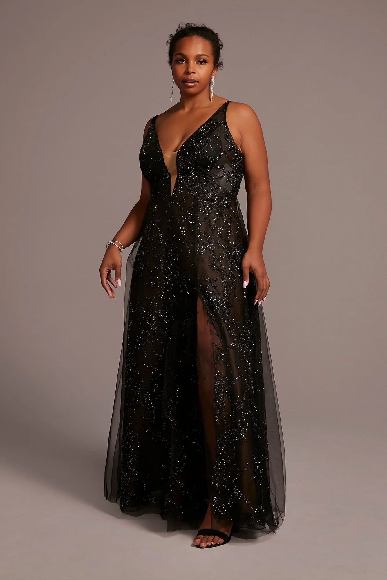 Sparkle Beaded Tulle Skirt A-Line Dress - Image 2
