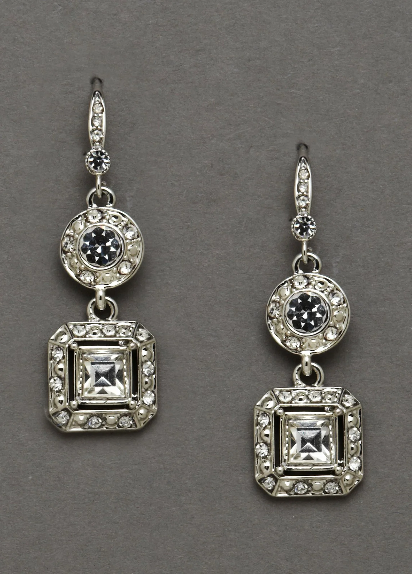 Square Crystal Drop Earrings