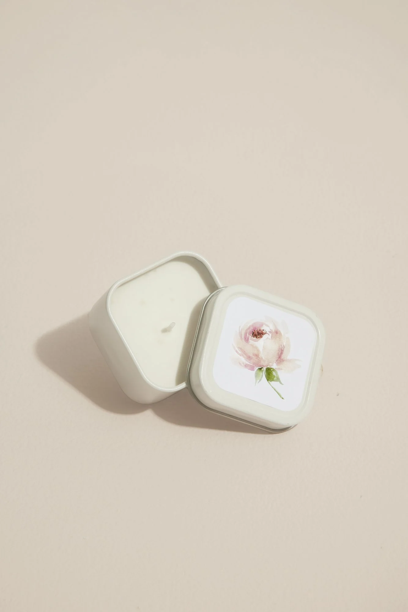 Square Flower Candle Tin