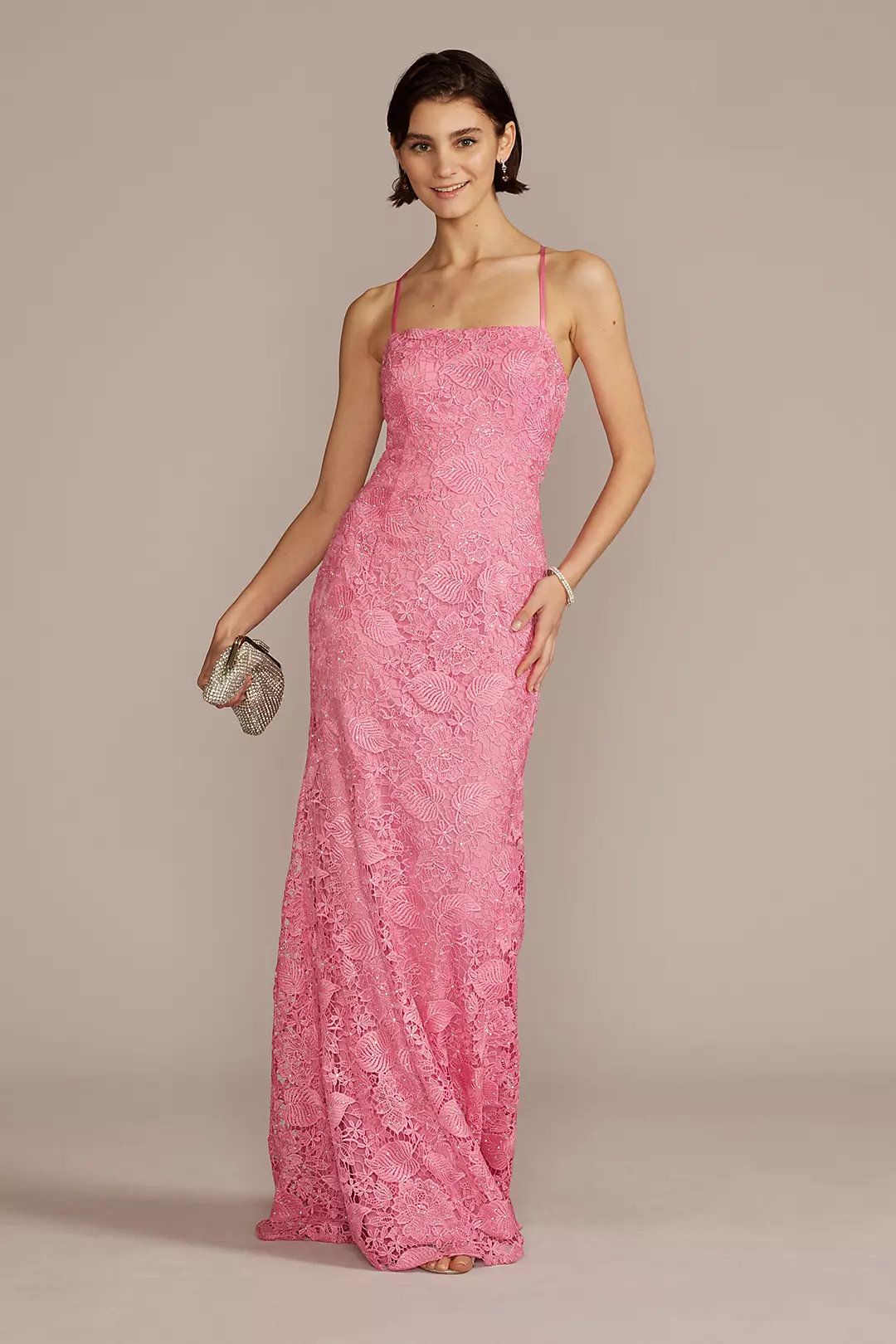 Square Neck Floor Length Lace Prom Dress - Image 4