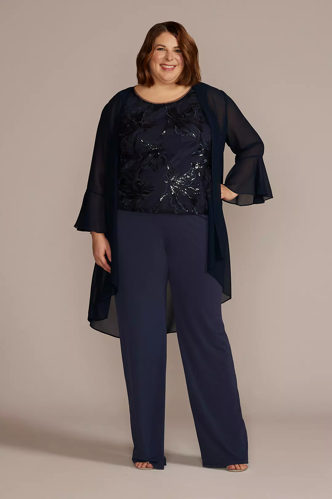 Straight Leg Embroidered Chiffon Three Piece Set - Image 6