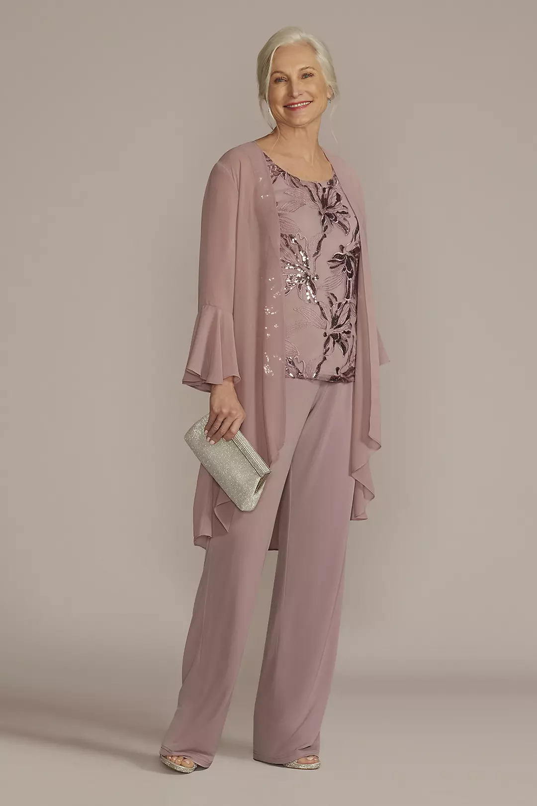Straight Leg Embroidered Chiffon Three Piece Set - Image 7