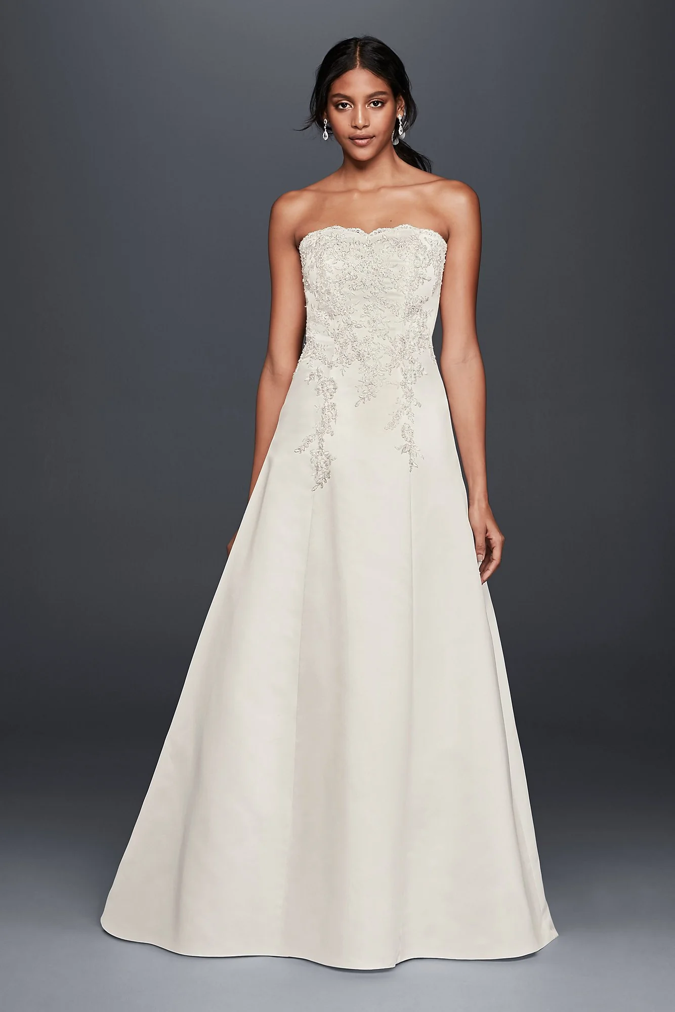 Strapless A-Line Wedding Dress with Lace Appliques - Image 2