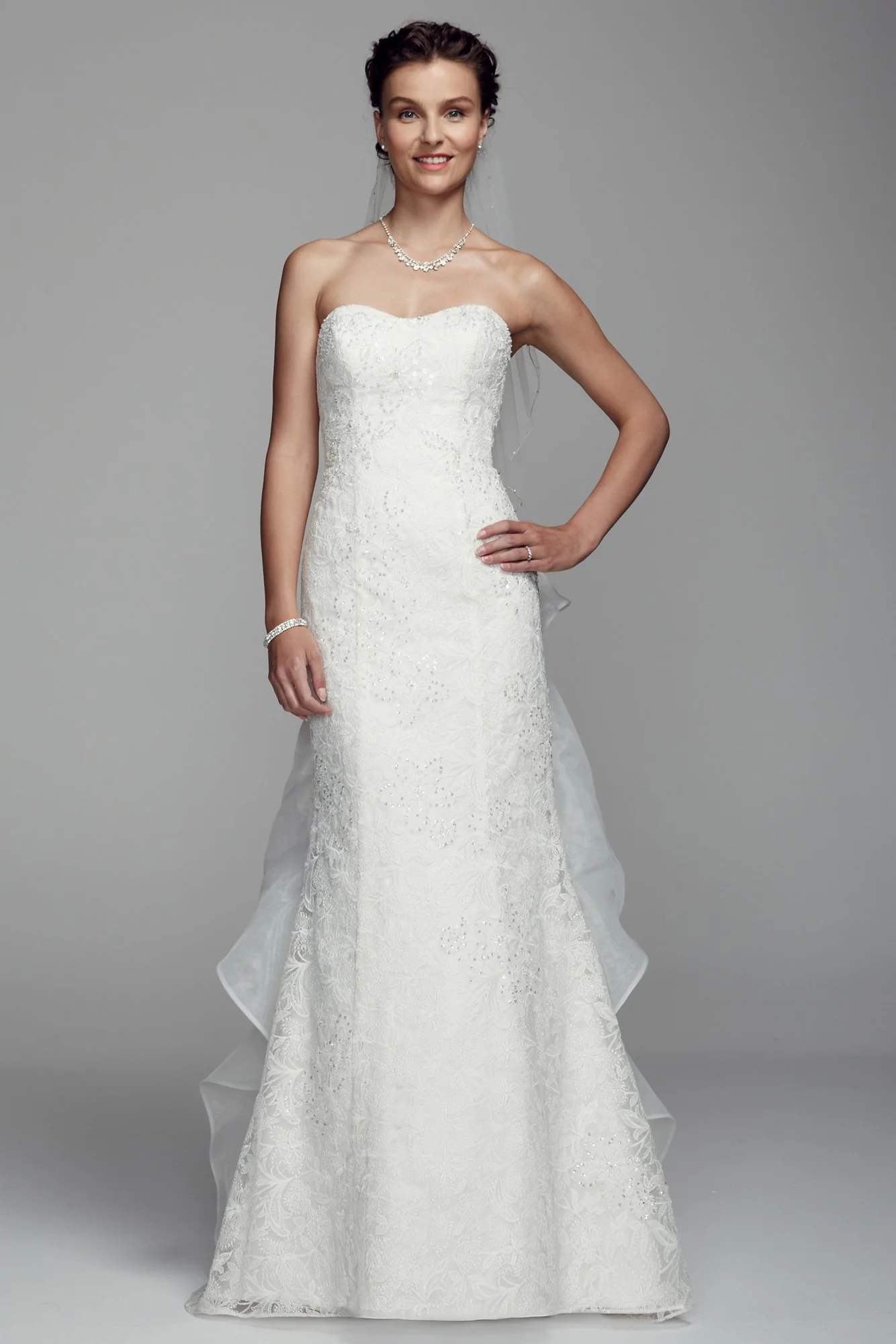 Strapless All Over Lace Trumpet Gown