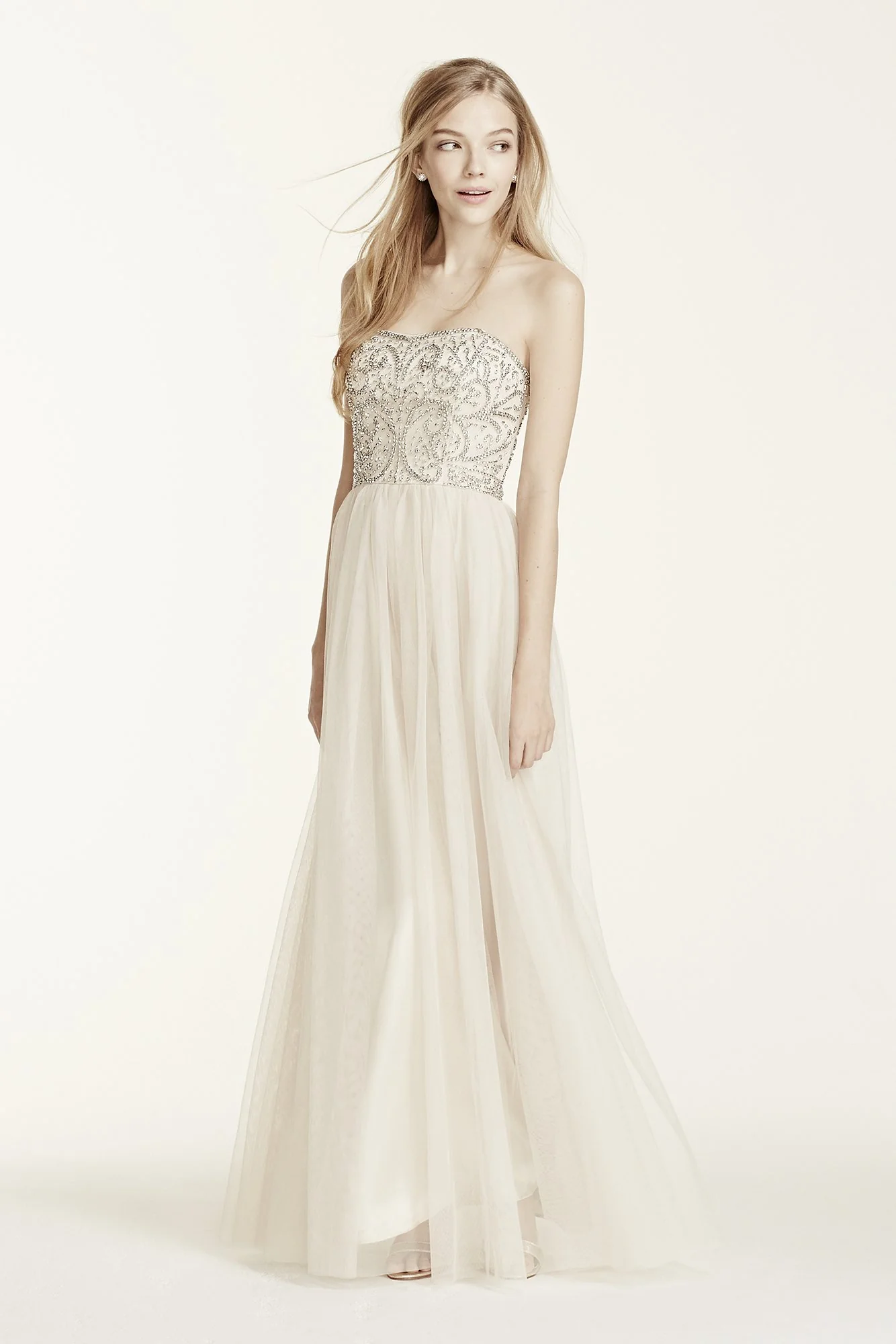 Strapless Beaded Bodice Tulle Ball Gown - Image 2