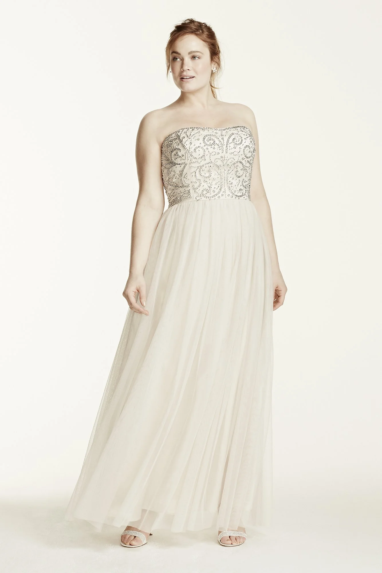 Strapless Beaded Bodice Tulle Ball Gown - Image 2