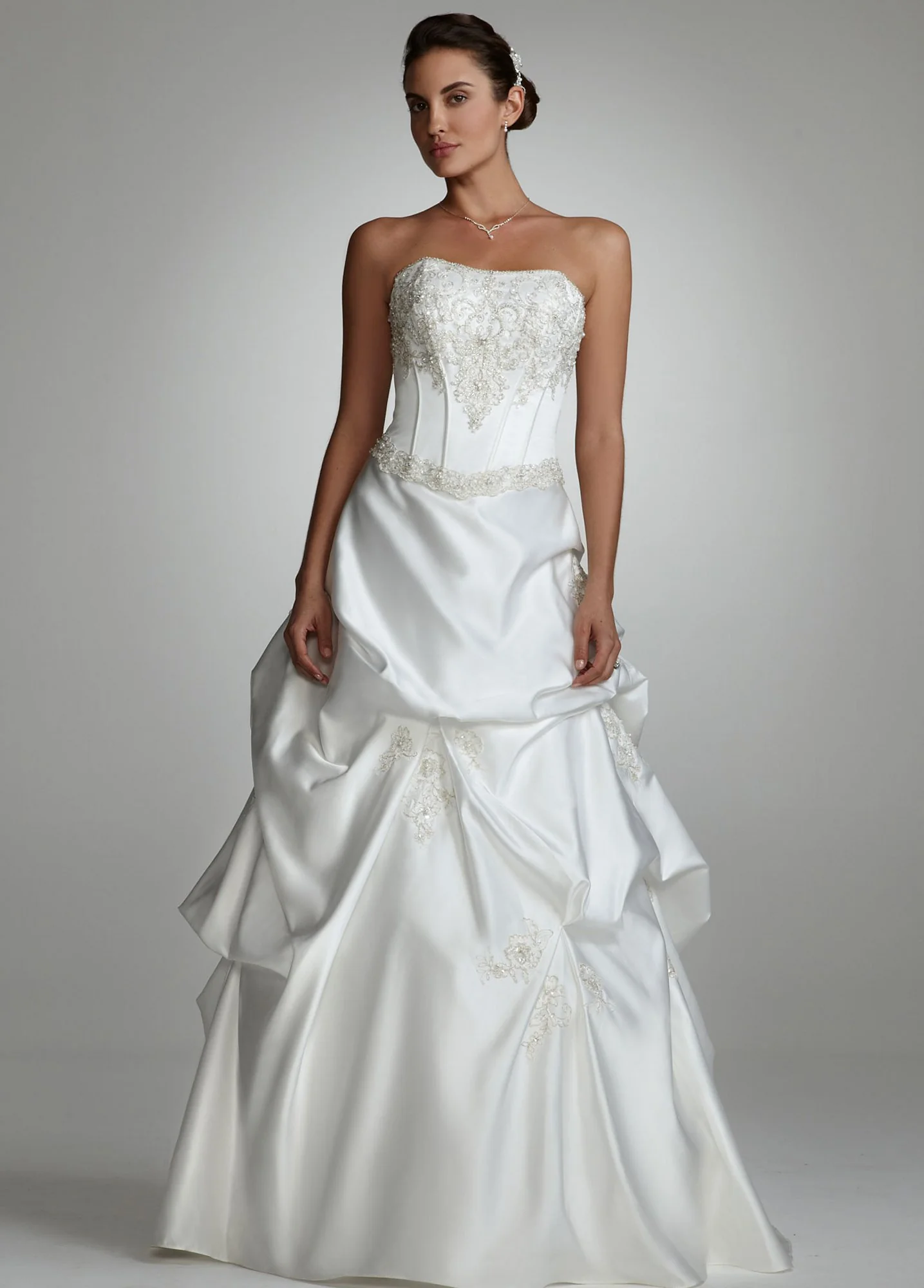 Strapless Beaded Corset Gown with Pick Up Skirt