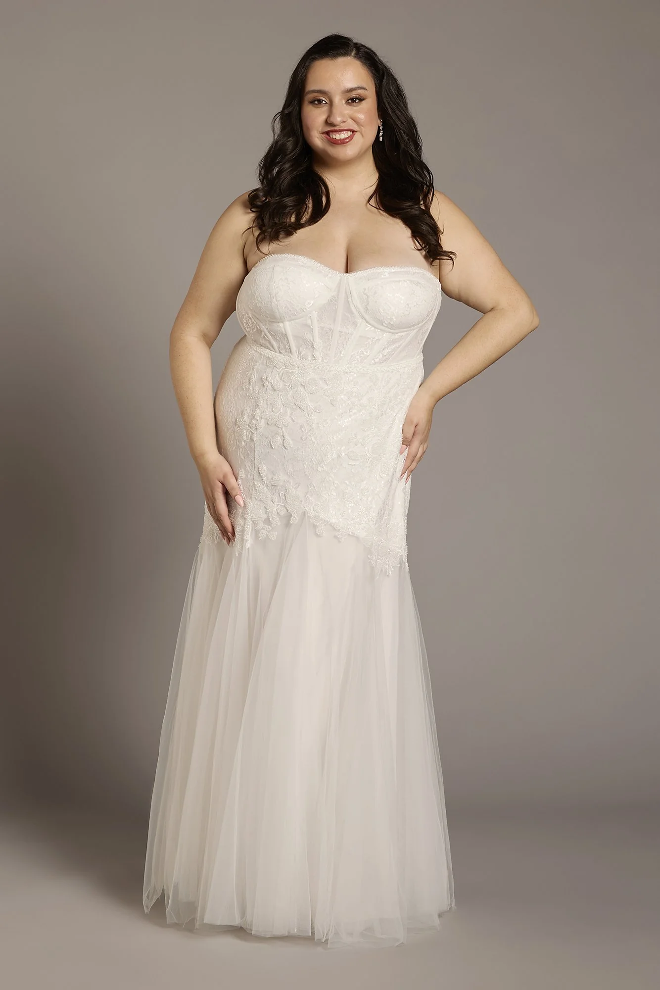 Strapless Beaded Lace Mermaid Wedding Dress - Image 3
