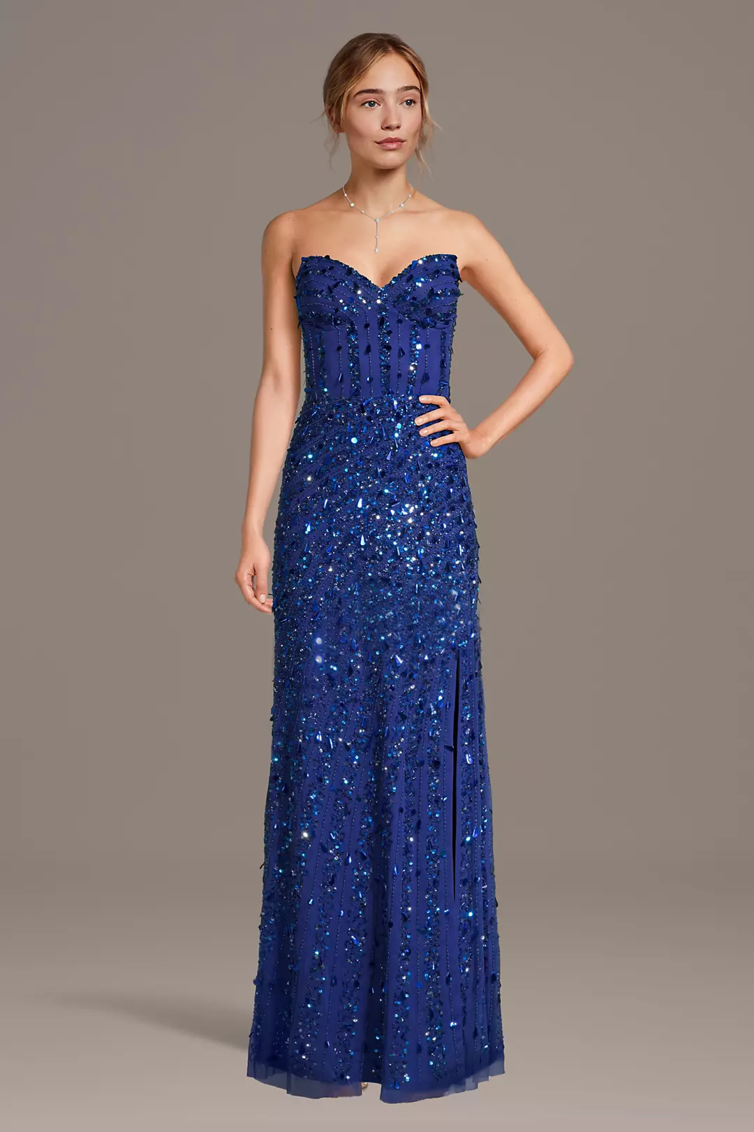 Strapless Beaded Sheath Dress - Image 2