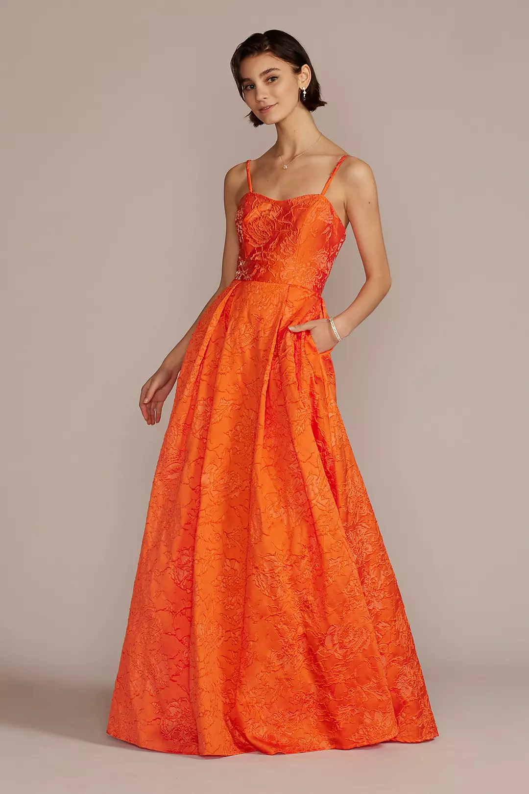 Strapless Brocade Prom Ball Gown - Image 21