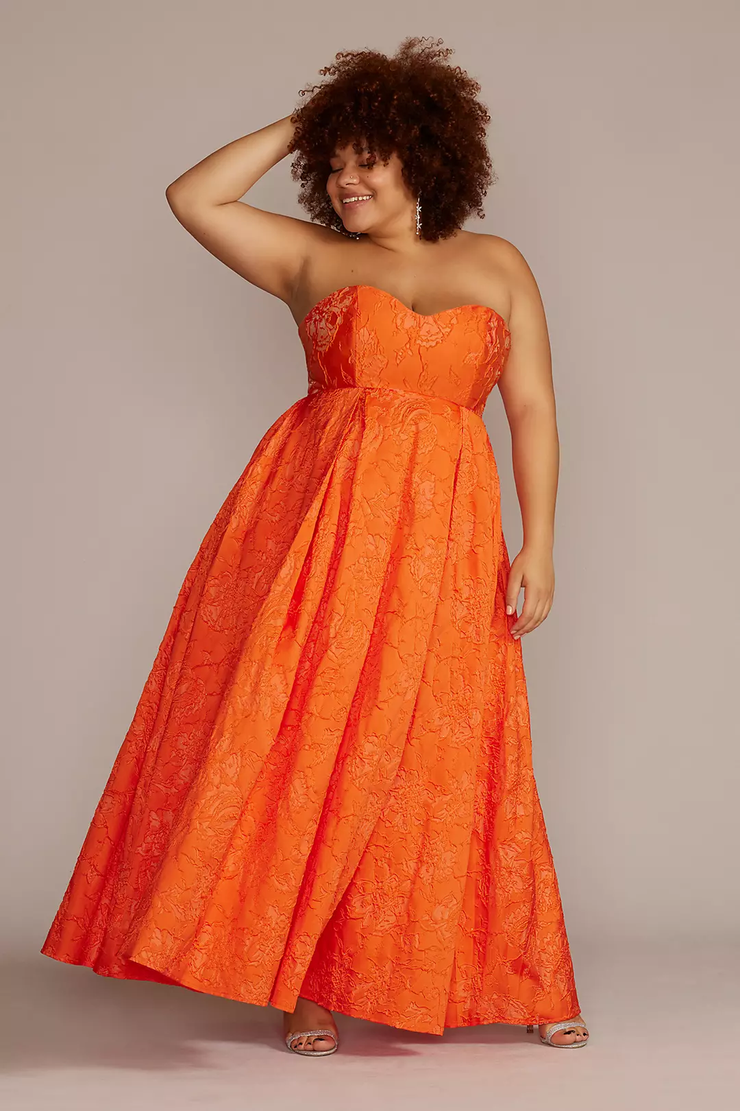 Strapless Brocade Prom Ball Gown - Image 7