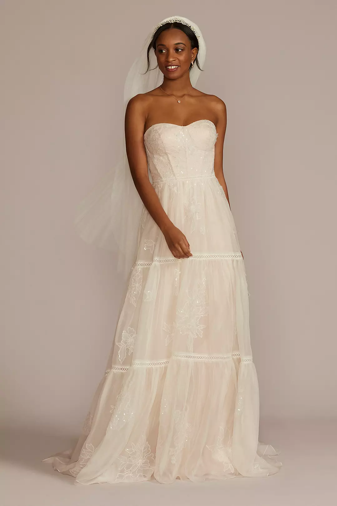 Strapless Chiffon A-Line Wedding Dress - Image 6