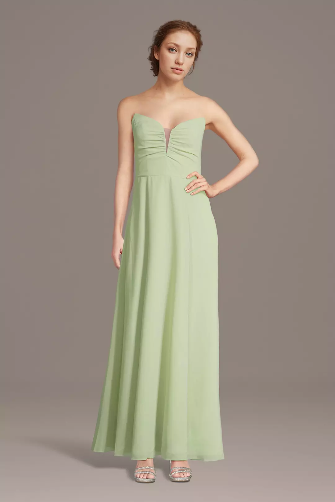 Strapless Chiffon Notch Neck A-Line Dress - Image 19