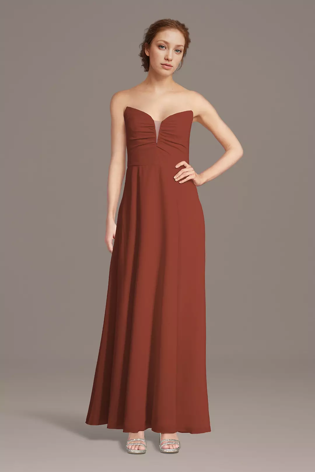 Strapless Chiffon Notch Neck A-Line Dress - Image 21